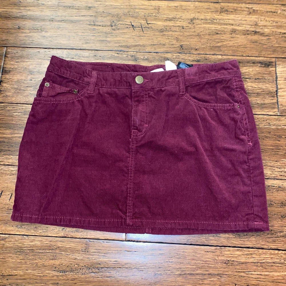 Cranberry corduroy skirt